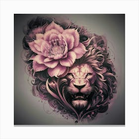 Lion With Flower Canvas Print