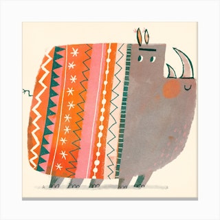 Rhinoceros With Cosy Sweater Square Canvas Print