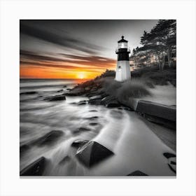 Sunset At The Lighthouse 11 Canvas Print