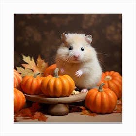 Hamster Halloween Pumpkins 2 Canvas Print