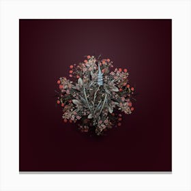 Vintage Ixia Cepacea Floral Wreath on Wine Red n.2419 Canvas Print