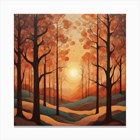 Sunset In The Forest Canvas Print