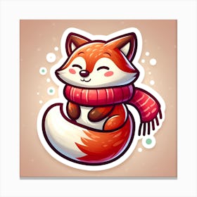 Cute Fox Sticker Canvas Print