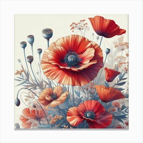 Aesthetic style, Large red poppy flower 4 Canvas Print