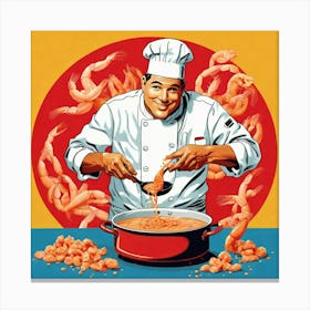 Chef Preparing Shrimp Canvas Print