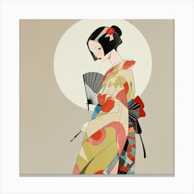 Japanese woman with fan 3 Canvas Print