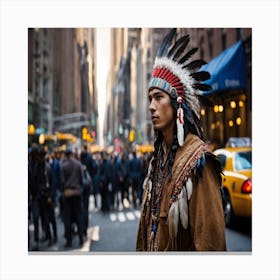 Indian Man In New York City Canvas Print