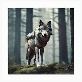 Wolf In The Forest 71 Canvas Print