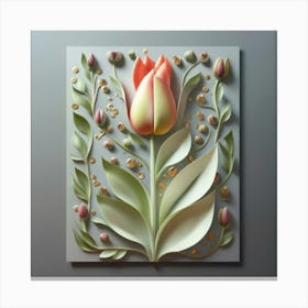 Decorated paper and tulip flower 5 Canvas Print