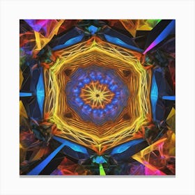 Octagonal Fractal Patternradiant Multicolour Luminousneon By Jacob Lawrence And Francis Picab 874331878 Canvas Print