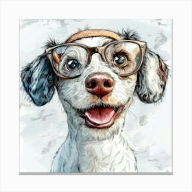 Portrait Of A Dog With Glasses 2 Canvas Print