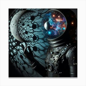 Spaceman With A Moon Canvas Print