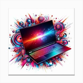 Laptop With Colorful Swirls Canvas Print