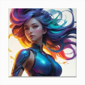 Girl With Colorful Hair Canvas Print