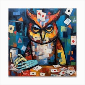 Owl Playing Cards Canvas Print