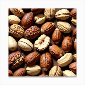 Many Nuts On A Brown Background 2 Canvas Print