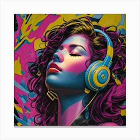 Woman Listening To Music Canvas Print