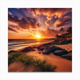 Sunset On The Beach 223 Canvas Print