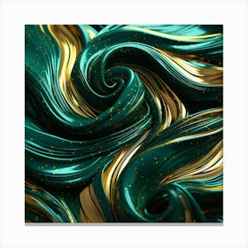 Abstract Gold And Green Swirls Canvas Print