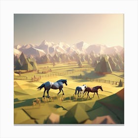 Horses In A Field 18 Canvas Print