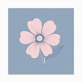 A White And Pink Flower In Minimalist Style Square Composition 490 Canvas Print