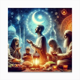 Muslim Family Dinner Ramadan Canvas Print