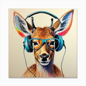 Deer With Headphones 11 Canvas Print