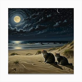 Two Cats On The Beach Canvas Print