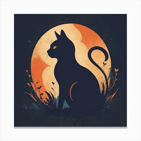 Cat In The Moonlight Canvas Print