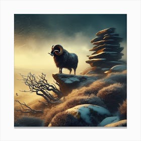 Ram In The Snow 10 Canvas Print