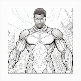 Black Defender Coloring Page 1 Canvas Print