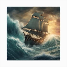 Ship In The Stormy Seas Canvas Print