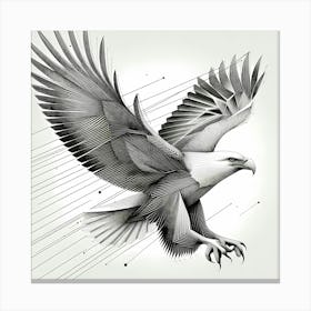 Eagle Fly - Abstract Line Art Illustration 63 Canvas Print