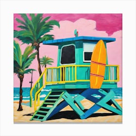 South Beach Miami Series. Style of David Hockney 3 Canvas Print