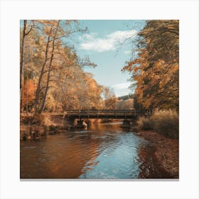 Autumn Bridge In The Woods Canvas Print