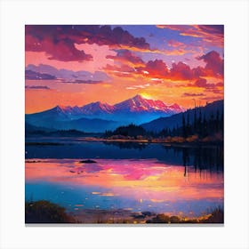 Sunset In The Mountains Canvas Print