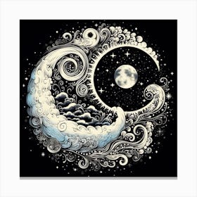 Moon And Stars 5 Canvas Print