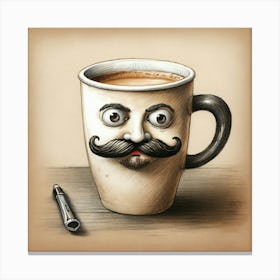 Coffee Cup With Mustache 4 Canvas Print