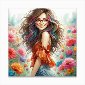 Pretty Girl In Flowers Canvas Print