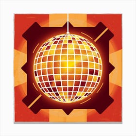 Disco Ball Orange Disco Poster Trendy Aesthetic (1) Canvas Print