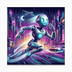 Robot Running In The City 5 Canvas Print