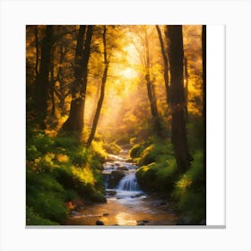 Stream In The Forest Canvas Print