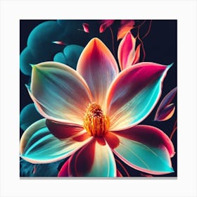 Silhouette of a fluorescent magnolia flower 2 Canvas Print