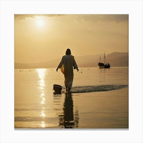 Jesus Walking In The Water 4 Canvas Print