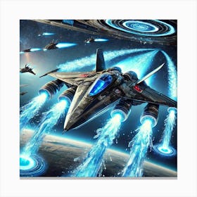 A High Tech, Sci Fi Scene Showing A Starfighter, T Canvas Print