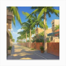 Palm Tree Street Canvas Print