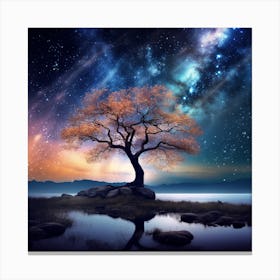 Tree In The Night Sky 2 Canvas Print