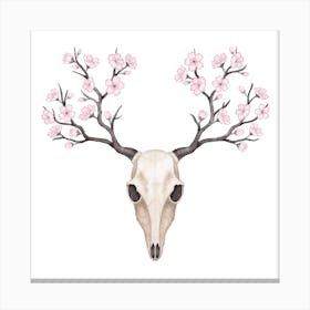 Blooming Deer Skull Canvas Print