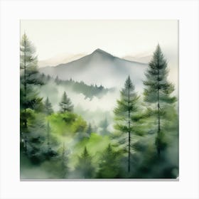 Appalachian Mountains Misty Pine Trees Art Painting, Vintage Landscape, Vintage Landscape Art Print, Country Field Wall Art, Botanical Art Poster, Appalachian Mountains Forest Prints Pine Trees.1 (2) Canvas Print
