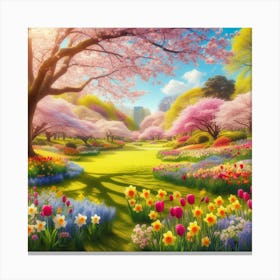 Cherry Blossoms In The Park Canvas Print